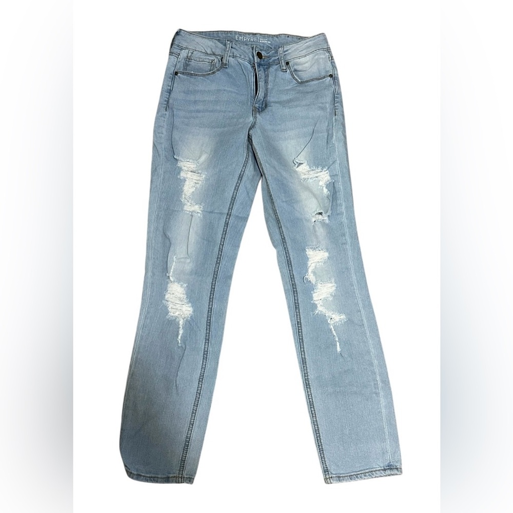 Empyre Easton Boyfriend Light Blue Distressed Straight Leg Jeans size 1